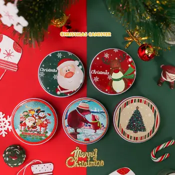 Crăciun Staniu Cutie de Cadou din Metal Cookie Cutie de Bomboane de Depozitare Recipiente de Tablă cositorită Cadou Cutii cu Capace pentru Vacanță de Crăciun Consumabile Partid Imagine 2