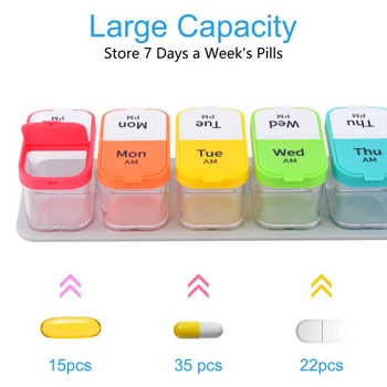 NineLeaf 7 Zile Săptămânal Cutie Tableta Organizator BPA Free Medicina de Stocare de Caz Droguri Dispener Colorate Pastila Titularul de Mare Capacitate