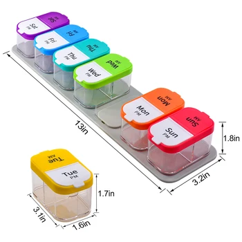 NineLeaf 7 Zile Săptămânal Cutie Tableta Organizator BPA Free Medicina de Stocare de Caz Droguri Dispener Colorate Pastila Titularul de Mare Capacitate Imagine 2