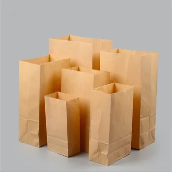 50pcs/100buc en-Gros pungi de hârtie Kraft ambalaje alimentare saci de copt ambalare takeaway sac de pâine de ambalare pungă de hârtie Imagine 2