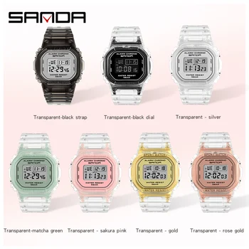 SANDA2021 Moda Ceas Sport Doamnelor Transparent Curea LED-uri Digitale Ceas Doamnelor Ceas Electronic Reloj Mujer Relogio Feminino