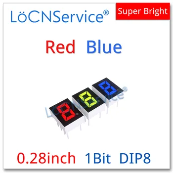 LoCNService 30BUC 0.28 Inch Digital Tub LED 1 Bit Roșu Albastru Comune Anod / Catod 7 Segment 0.28 inch