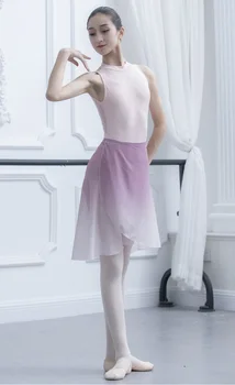 Gradient Fusta de Balet Noi Dantelă Sus Gradient de Balet Rochie cu Fusta Scurta Șifon Dans Fuste Femei Adulți Moale Dans Costume Imagine 2