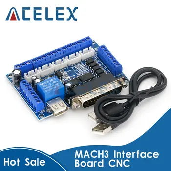 MACH3 Placa de Interfață CNC 5 Axe Cu Optocuplor Adaptor Stepper Motor Driver + cablu USB