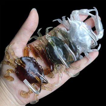 HENGJIA 3pcs 19g Simulare 3D Crab Momeala Cu Cârlig Artificiale Silicon Moale Nada Imagine 2