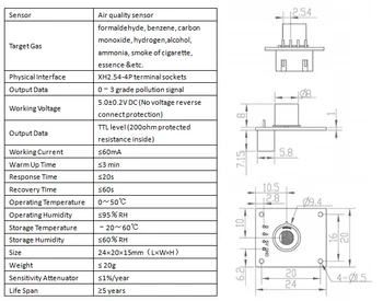 4BUC Winsen ZP01-MP503 Calitatea Aerului Modulul de Detecție a Aplica pentru Filtrului de Aer Proaspat-aer Aer Sistem de Calitate Monitor