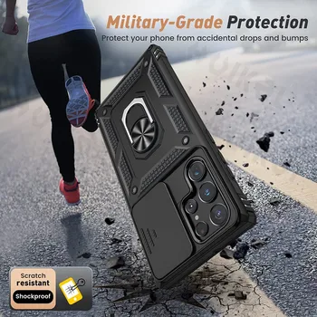 HUIKAI Slide Camera de Caz Pentru Samsung Galaxy S22 Ultra S20 FE S21 Ultra A53 A73 A13 A03S Kickstand Capace de Protecție la Șocuri
