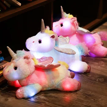 Electronice Unicorn de Pluș, Jucării Umplute Animale Papusa Moale Lumină LED-uri de Pluș Moale Stralucitoare Papusa Baby Copil Jucării Ziua de nastere Cadou de Crăciun