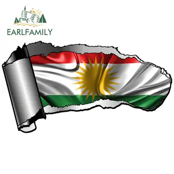 EARLFAMILY 13cm x 5.8 cm 3D Deschis Tăietură Rupt de Metal de Design Cu Kurdistan Drapelul Național Motiv Extern Vinil Autocolant Auto