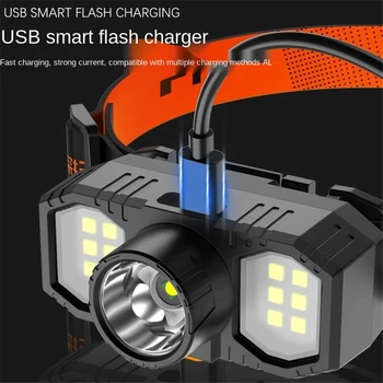Mini Lanterna în aer liber COB LED Far 18650 Baterie USB Reîncărcabilă Cu Lumină Intermitentă de Avertizare Impermeabil Camping Faruri