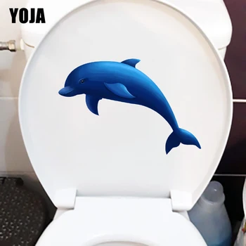 YOJA 23.8×15.6 CM Blue Dolphin Personalitate Toaletă Autocolante Moda Amuzant Camera pentru Copii Decor de Perete T1-2783 Imagine 2