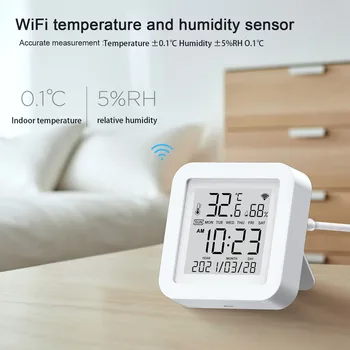 WiFi Termometru Higrometru Garaj, Pivniță De Vinuri Acasă De Interior Digital De Temperatură Și Senzor De Umiditate Alexa Google Monitorizare De Alarmă Imagine 2