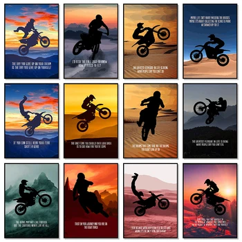 Motocross Dirt Bike Citat Poster Motocicleta Rider Jump Reprezenta Moderne de Imprimare Panza Pictura pentru Camera de zi Acasă Decor de Perete Poza