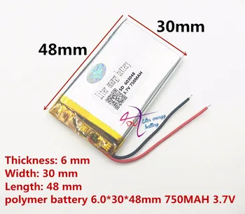 Cel mai bun acumulator de brand en-Gros 063048 3.7 V 750mah Baterie Litiu-polimer cu Bord de Protecție Pentru MP4 MP5 GPS Imagine 2