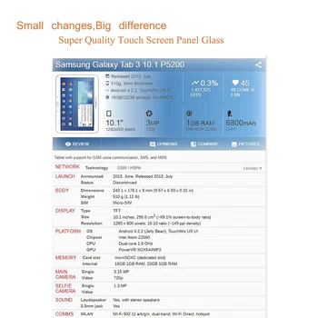 10buc/Lot Pentru Samsung Galaxy Tab 3 10.1 P5200 P5210 Ecran Tactil Digitizer Senzor Panou Frontal Exterior de Sticlă de Înlocuire