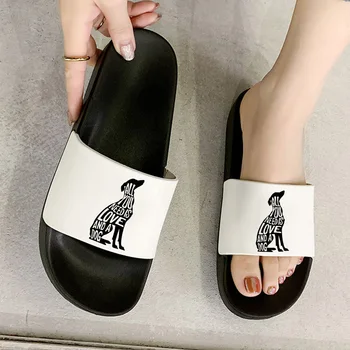 Fun Dog Print Plat Pantofi de sex Feminin 2021 Noi Femeile Papuci de Plaja Casual Flip Flops interior papuci de casa pentru femei zapatillas mujer Imagine 2