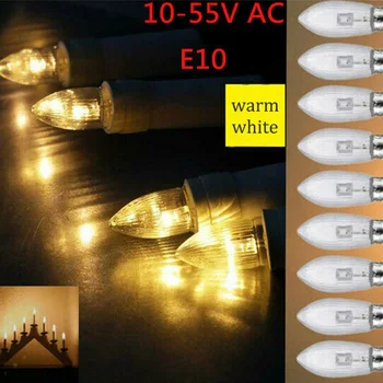 10buc E10 LED Candle Bec AC 10V-55V Lampă de Înlocuire Becuri Lampada Living Lămpi de Economisire a Energiei Acasă de Crăciun Decor