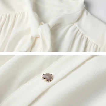 Cămașă de Mătase albă Profesionale pentru Femei Cămașă de Mătase de Dud cu mâneci Lungi Design francez de Top 2022 Primăvară