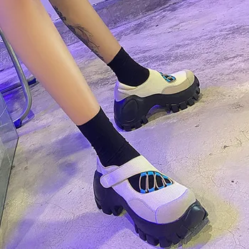 2021 Nou Mary Janes Pompe de femei Platforma Indesata Toc Respiră Superficial Pantofi de Stradă Colegiul Stil Casual Street Fete Pompe Imagine 2