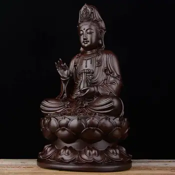 Guanyin Statuia Lui Buddha Sculptura Figura Budismul Tibetan Rosewood Sculptură În Lemn Birou, Mașină De Ornamente Decor Acasă Accesoriu Decor