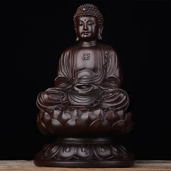 Guanyin Statuia Lui Buddha Sculptura Figura Budismul Tibetan Rosewood Sculptură În Lemn Birou, Mașină De Ornamente Decor Acasă Accesoriu Decor Imagine 2