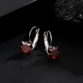 Diamond Set Safir Pătrat Ureche Butonul de Cercei pentru Femei Nunta Logodna Argint Cercei coreea Moda Bijuterii Femei