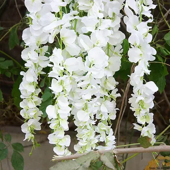 120cm lungime Wisteria viță-de-vie Rattan flori pentru Nunta Arc partidul decor alb de Viță de vie flori Artificiale flores Garland Ghirlandă Imagine 2