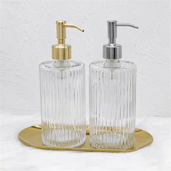 450ml Dozator de Săpun Bucătărie Detergent Sub-sticlă Transparentă, Sticlă Sticlă de Șampon cu Pompa de Metal Baie de Spălare de Mână Sticle Imagine 2