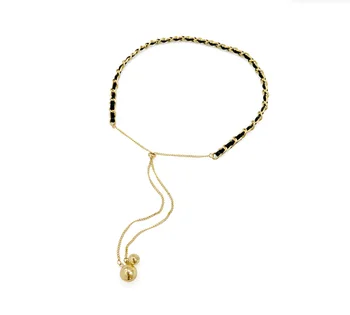Lanț de perle artificiale coliere din piele pandantiv de ajustare simplu colier pentru femei bijuterii de moda (5pcs de liberă shpping)