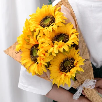 Faux Floarea-soarelui 50cm/20inch Artificiale Floarea-soarelui Decorative Fals Mătase Flori pentru Nunta Petrecere Acasă Decor Buchet de Mireasa
