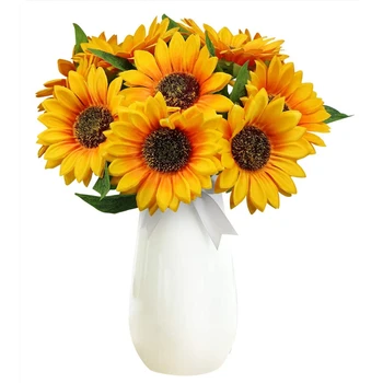 Faux Floarea-soarelui 50cm/20inch Artificiale Floarea-soarelui Decorative Fals Mătase Flori pentru Nunta Petrecere Acasă Decor Buchet de Mireasa Imagine 2