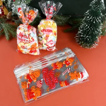50Pcs Crăciun Fericit Bomboane Cookie Saci Fulg de nea Santa Pungă de Plastic Pentru Acasă de Anul Nou Xmas Party Cadou de Copt Ambalare Decor Noel Imagine 2