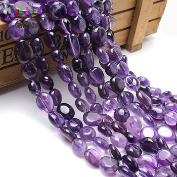 8-10mm neregulate naturale violet cristal piatra margele vrac pentru a face bijuterii 15inches Imagine 2