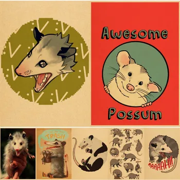 Opossum Afișe De Hârtie Kraft Printuri Imagine Clară Pictura Arta Bar Decor Acasă Animale De Perete Decor Pictura Modernă Imagine 2