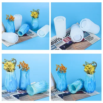3D Vaza Mucegai Silicon Oglindă Epoxidice Mucegai Rășină de Silicon Flori Geometrice Vaza Face Acasă Decor Manual DIY Artizanat pentru Cadouri Imagine 2