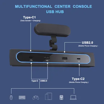 USB Șunt Hub Pentru Tesla Model 3 Model Y 2021 27W Incarcator Rapid Inteligent Stație de Andocare USB Șunt Hub Accesorii Auto