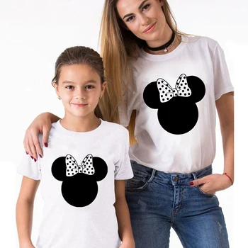 Mama și Fiica Tricou Harajuku Vara Femeie T-shirt Casual Copii Minnie Mouse Print Tee Camasa Famliy Uite Dropship