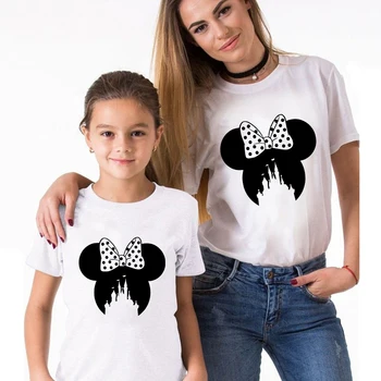 Mama și Fiica Tricou Harajuku Vara Femeie T-shirt Casual Copii Minnie Mouse Print Tee Camasa Famliy Uite Dropship Imagine 2