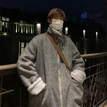 Iarna Gros De Catifea Sacou Bărbați Cald Moda Retro Îngroșat Miel Lână Jachete Barbati Streetwear Coreean Pierde Blana Scurta Barbati Imagine 2
