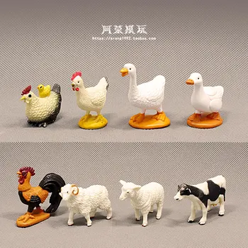 Simulare De Animale De Fermă Model Puii De Găină Rață Gâscă Vaci Oi Porci Zână Grădină Miniaturi Decor Figurine Figurine Jucarii