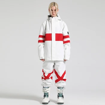 Bărbați Costum De Schi Snowboard Femei Sacou Pantaloni Vânt Impermeabil Îmbrăcăminte De Iarnă Pantaloni Îngroșa Termică Cuplu De Sport În Aer Liber Port Imagine 2