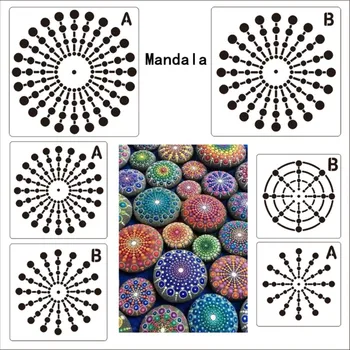Cheerbows Mandala Dotting Șablon Pentru Ambarcațiuni Mandala Șabloane Gol Instrumente de Pictură Pietre Tesatura de Piatră Arta de Perete DIY Accesorii Imagine 2