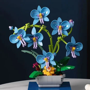 Creative Flori De Orhidee Ghiveci Blocuri Buchet De Plante Decor Acasă Asambla Cărămizi Jucarii Si Cadouri Pentru Copii Prietena Imagine 2