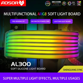 COOLMOON AOSOR Flexible Light Bar PC Iluminare Flexibil Lampa de Benzi 5V ARGB Aura de Sincronizare Flexibil Lumina LED-uri DIY pentru 8P placa Grafica Imagine 2