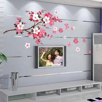 Cele mai noi Detașabil de Culoare Roz Fluturi Peach Blossom Model de Autocolant de Perete pentru Camera de zi Dormitor