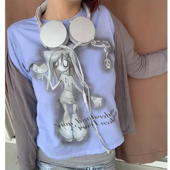 Japonez Harajuku Streetwear Tinutele Femeilor 2022 Vara Y2k Gothic Lolita Două Seturi De Piese Tie Dye Print Crop T-Shirt, Fuste Set