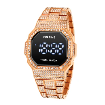 PINTIME de Lux pentru Bărbați Ceas Fasion Diamant Bling Iced Out LED Display Digital Ceasuri de Om Casual Cristal Ceasuri Reloj Hombre Imagine 2