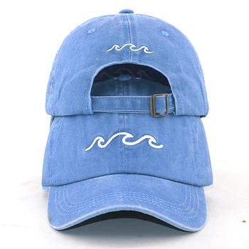 Japoneze ocean val broderie șapcă de baseball bumbac spălate mare val de moda tata hatmen femei hip hop snapback pălării noi Imagine 2