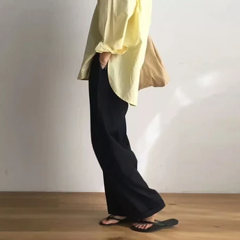 CHICEVER Casual de Vara Solid Pantaloni Pentru Femei Talie Mare cu Fermoar Buzunar Mare de Mari Dimensiuni Lungi Largi Picior Pantaloni de Moda de Îmbrăcăminte Noi