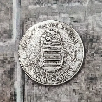 2019 NE-a 50-a Aniversare Apollo 11 aselenizare Amprenta Monedă Comemorativă Cadou